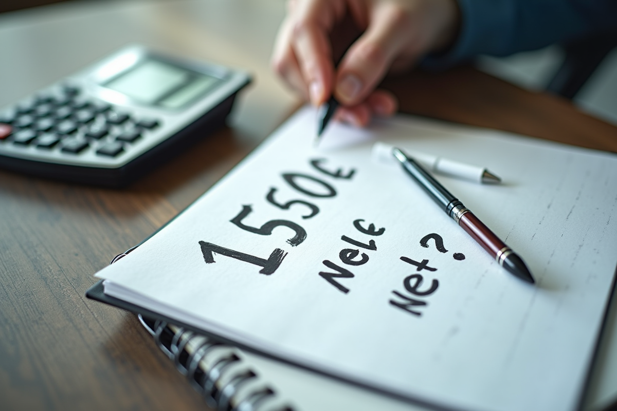 Espace de travail avec calculatrice et notes sur le salaire