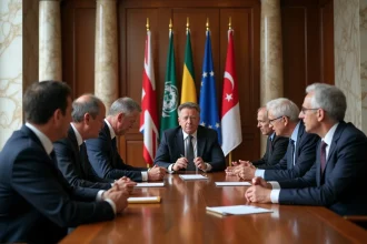 Groupe de diplomates internationaux en discussion formelle