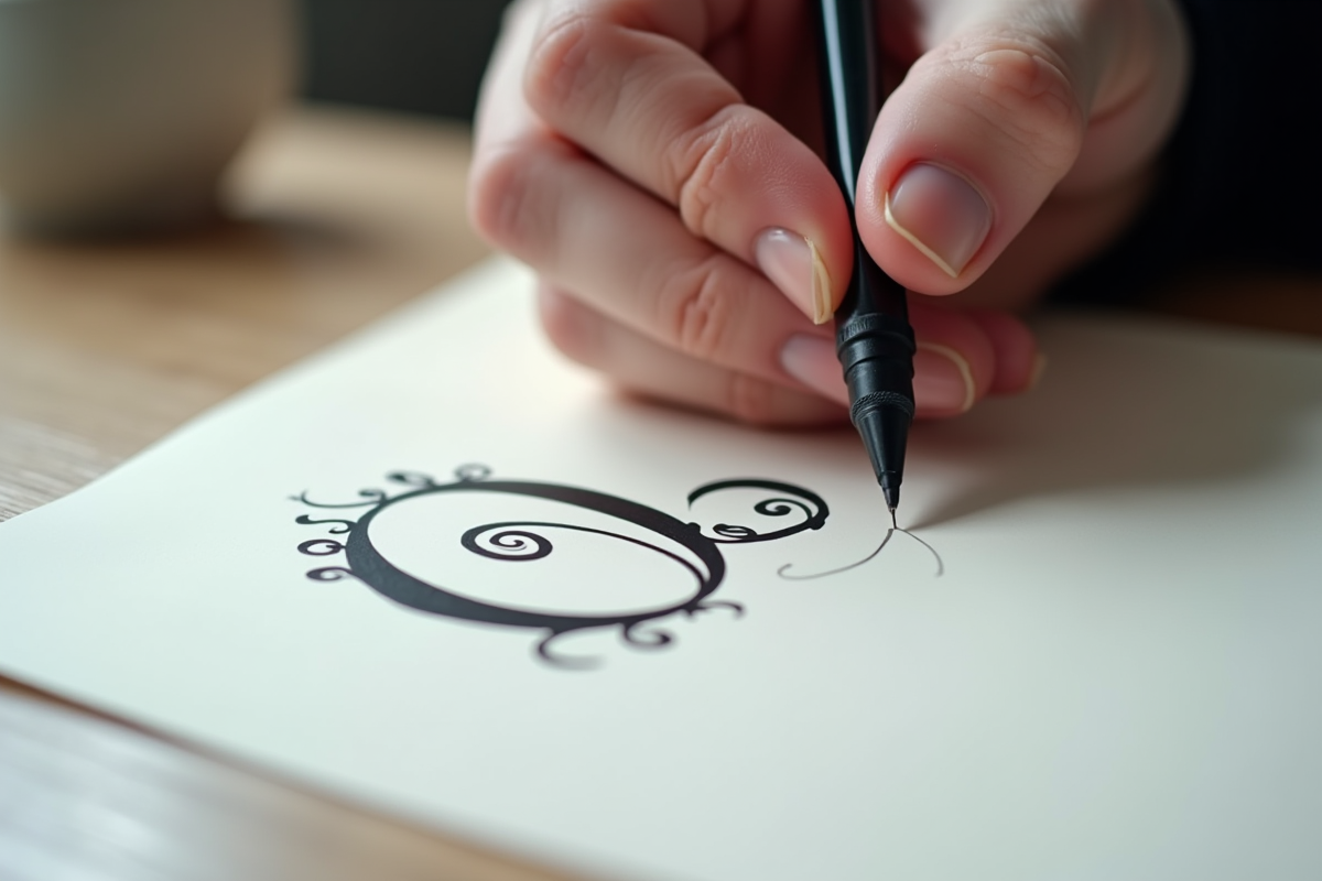 Mains écrivant des noms commençant par O en calligraphie