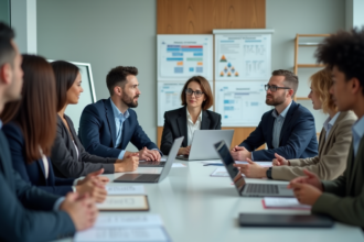 Groupe de professionnels en formation client en réunion