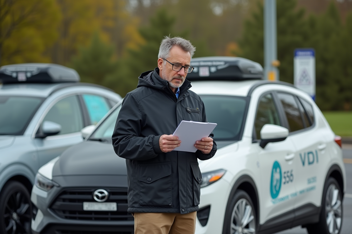 Homme vérifiant notes à côté d