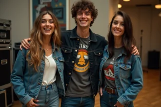 Trois jeunes musiciens backstage avant un concert