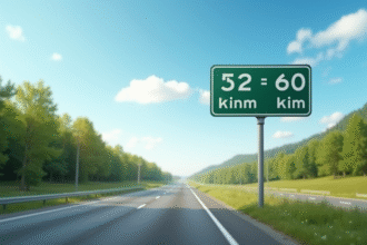 Panneau routier avec miles et kilomètres en campagne ensoleillée