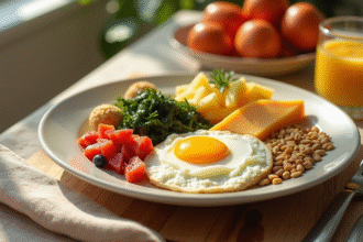 Table de petit déjeuner avec aliments riches en vitamine B12