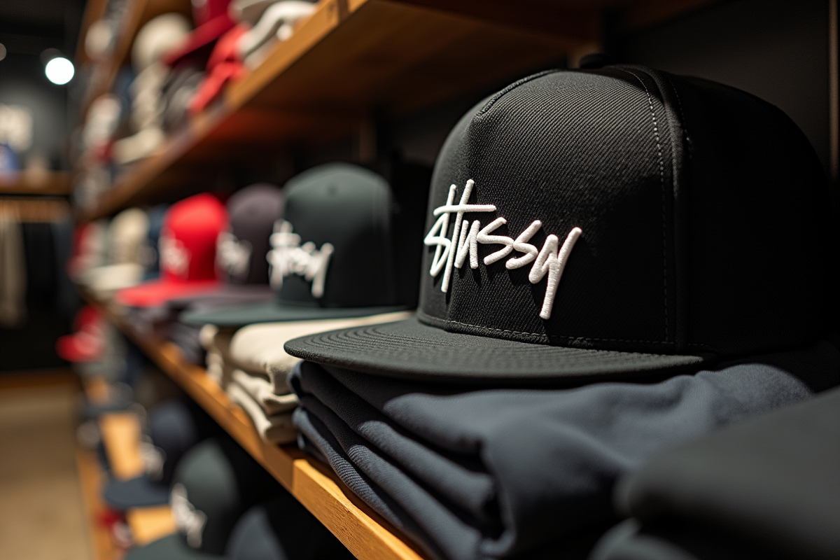 Vêtements et accessoires Stussy dans une boutique moderne